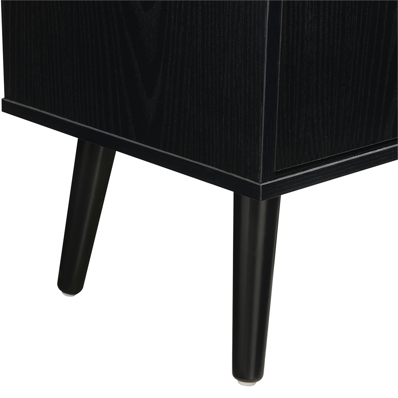 Pemberly Row Storage 3x2 Three-Door Cabinet Console Table in Black Wood