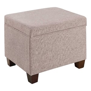 Pemberly Row Storage Ottoman in Light Beige Fabric with Solid Wood Feet