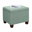 Pemberly Row Storage Ottoman in Light Green Fabric with Solid Wood Legs
