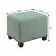 Pemberly Row Storage Ottoman in Light Green Fabric with Solid Wood Legs