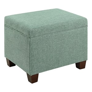 Pemberly Row Storage Ottoman in Light Green Fabric with Solid Wood Legs