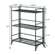 Pemberly Row Three-Tier Wide Folding Metal Shelf with Green Metal Frame