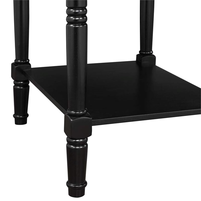 Pemberly Row Square End Table with Charging Station in Black Wood Finish