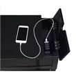 Pemberly Row Square End Table with Charging Station in Black Wood Finish