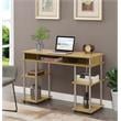 Pemberly Row No Tools Student Desk with Shelves in Light Oak Wood Finish