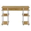 Pemberly Row No Tools Student Desk with Shelves in Light Oak Wood Finish