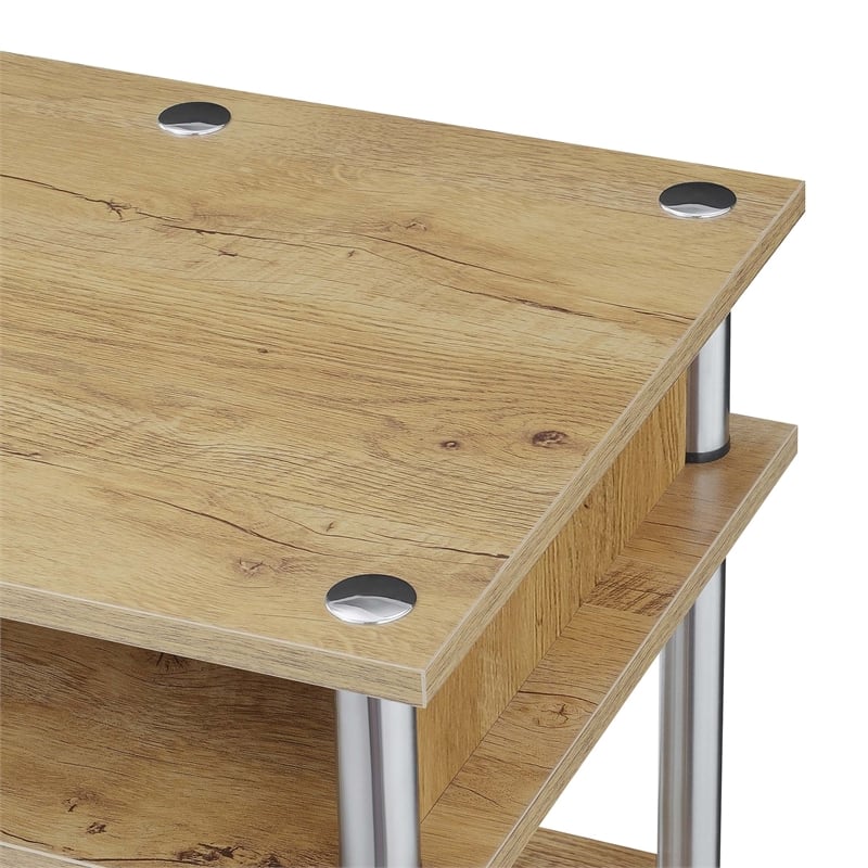 Pemberly Row No Tools Student Desk with Shelves in Light Oak Wood Finish