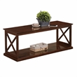 Pemberly Row Coffee Table with Shelf in Espresso Wood Finish with 