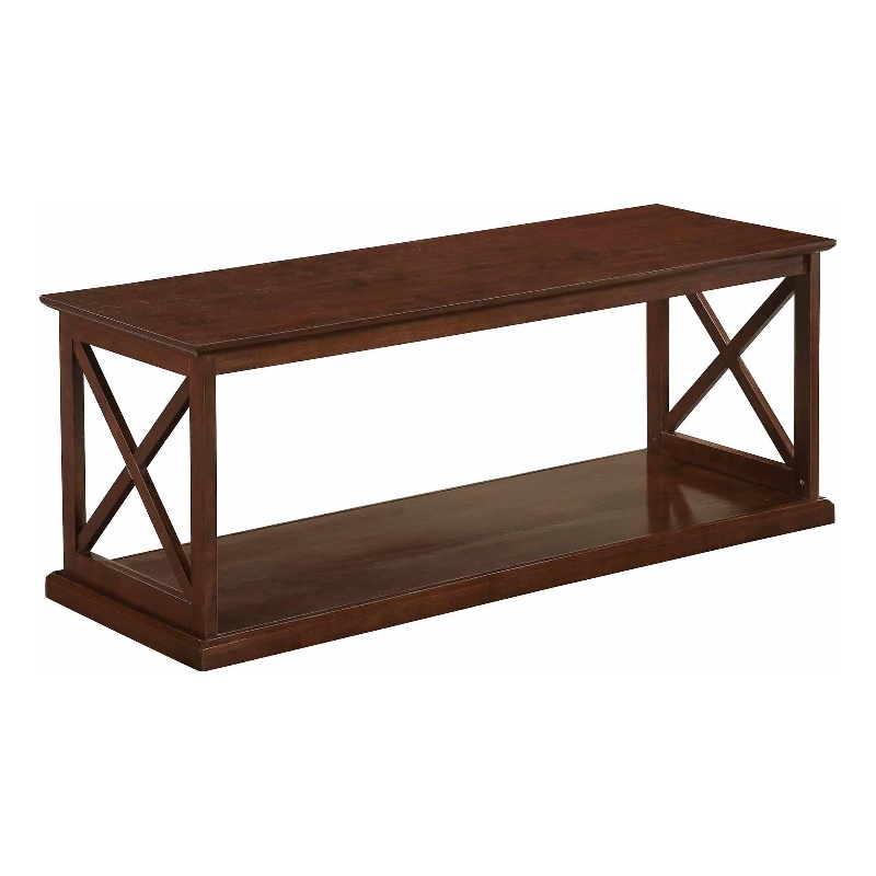 Pemberly Row Coffee Table with Shelf in Espresso Wood Finish with 