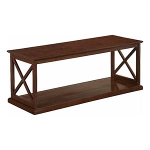 Pemberly Row Coffee Table with Shelf in Espresso Wood Finish with &quotX&quot Side Frame