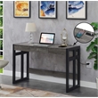 Pemberly Row 47-Inch Desk with Charging Station with Gray Wood Top & Black Frame