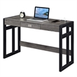 Pemberly Row 47-Inch Desk with Charging Station with Gray Wood Top & Black Frame