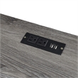 Pemberly Row 47-Inch Desk with Charging Station with Gray Wood Top & Black Frame
