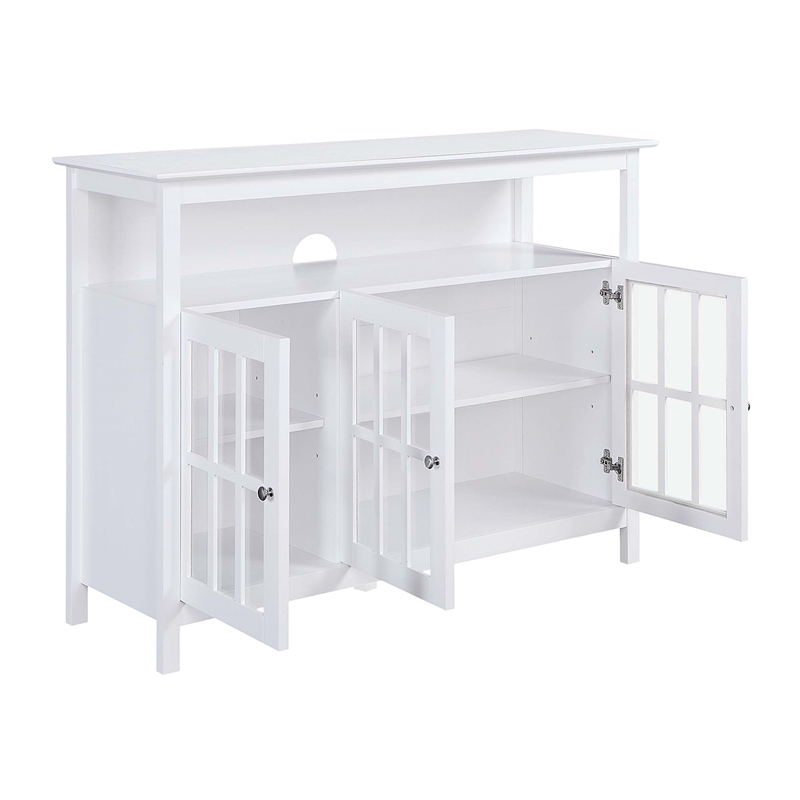 Pemberly Row Deluxe 48-inch TV Stand with Storage Cabinets & Shelf in White Wood