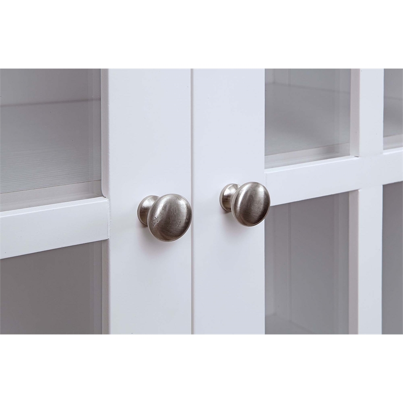 Pemberly Row Deluxe 48-inch TV Stand with Storage Cabinets & Shelf in White Wood