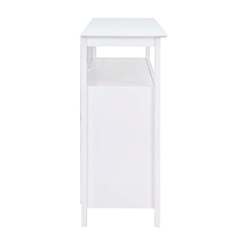 Pemberly Row Deluxe 48-inch TV Stand with Storage Cabinets & Shelf in White Wood