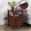 Pemberly Row Two-Drawer End Table with Charging Station & Shelf in Espresso Wood