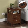 Pemberly Row Two-Drawer End Table with Charging Station & Shelf in Espresso Wood