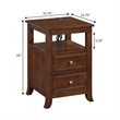 Pemberly Row Two-Drawer End Table with Charging Station & Shelf in Espresso Wood