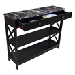 Pemberly Row 1-Drawer Console Table with Shelves in Black Wood & Faux Marble Top
