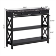 Pemberly Row 1-Drawer Console Table with Shelves in Black Wood & Faux Marble Top