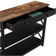 Pemberly Row 1-Drawer Console Table with Shelves in Black & Barnwood Wood Finish