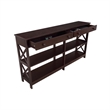 Pemberly Row Two-Drawer 60-inch Console Table w/ Shelves in Espresso Wood Finish