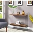 Pemberly Row V Console Table w/ Shelf in Nutmeg Wood Finish & Clear Glass Panels
