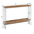 Pemberly Row V Console Table w/ Shelf in Nutmeg Wood Finish & Clear Glass Panels