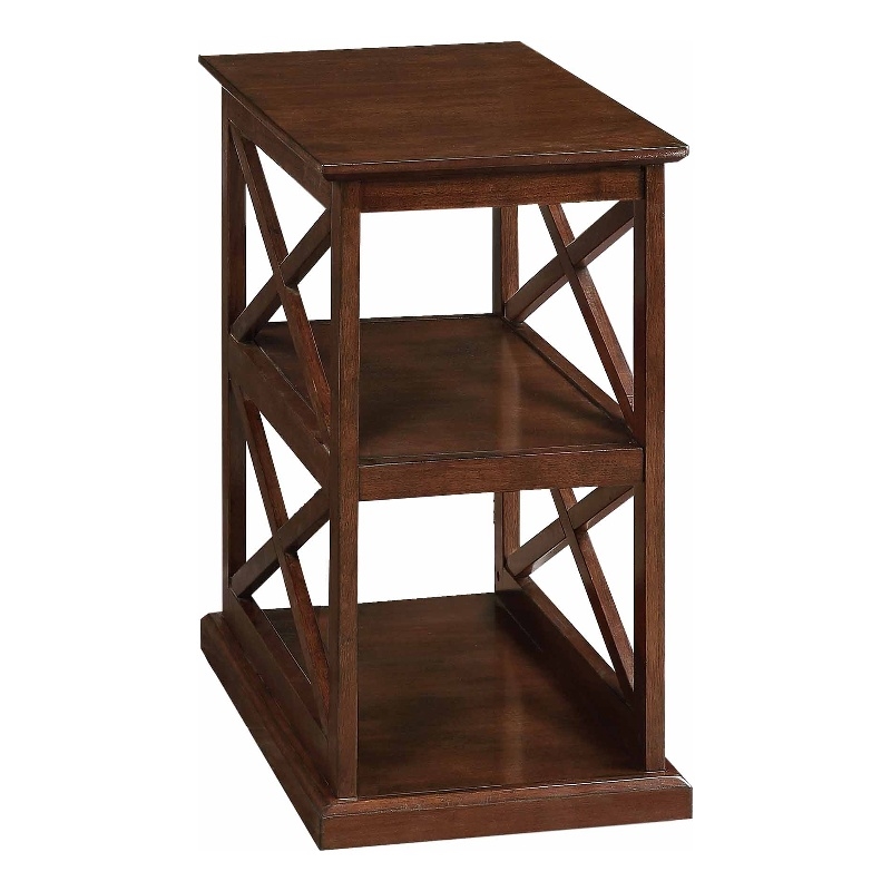 Pemberly Row Chairside End Table w/ Shelves in Espresso Wood Finish w/ 
