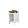 Pemberly Row End Table w/ Charging Station in White & Driftwood Brown Wood
