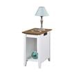 Pemberly Row End Table w/ Charging Station in White & Driftwood Brown Wood