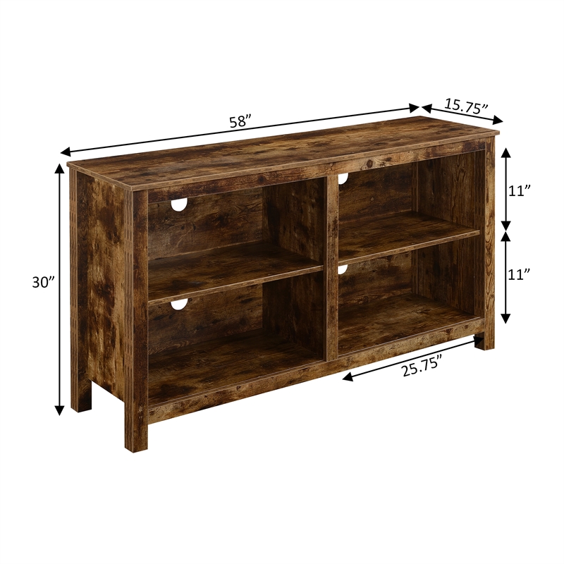Pemberly Row TV Stand with Shelves for TVs up to 65 Inches in Walnut Wood