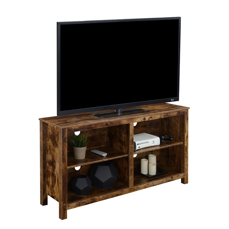Pemberly Row TV Stand with Shelves for TVs up to 65 Inches in Walnut Wood