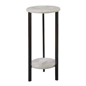 Pemberly Row 31&quot Plant Stand in Gray Faux Birch Wood and Black Metal Frame