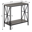 Pemberly Row Chairside End Table w/Charging Station and Shelf in Gray Wood