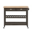 Pemberly Row Three-Tier Butcher Block Kitchen Cart w/ Drawers in Gray Wood
