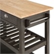 Pemberly Row Three-Tier Butcher Block Kitchen Cart w/ Drawers in Gray Wood