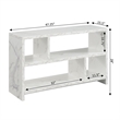 Pemberly Row TV Stand Console with Shelves in White Faux Marble Wood Finish