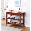 Pemberly Row Three-Tier Butcher Block Kitchen Cart w/Drawers- Mahogany Wood