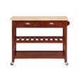 Pemberly Row Three-Tier Butcher Block Kitchen Cart w/Drawers- Mahogany Wood