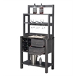Pemberly Row Serving Bar in Faux Black Marble and Weathered Gray Wood Finish