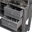 Pemberly Row Serving Bar in Faux Black Marble and Weathered Gray Wood Finish
