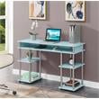 Pemberly Row No Tools Student Desk with Shelves in Seafoam Green Wood Finish