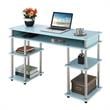 Pemberly Row No Tools Student Desk with Shelves in Seafoam Green Wood Finish