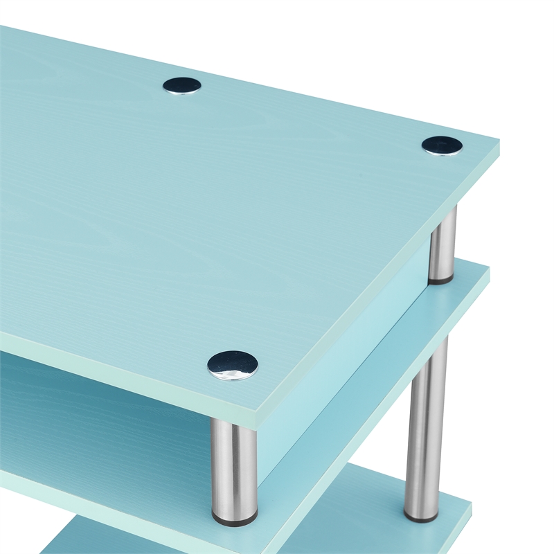 Pemberly Row No Tools Student Desk with Shelves in Seafoam Green Wood Finish