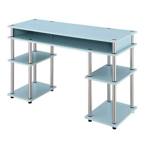 Pemberly Row No Tools Student Desk with Shelves in Seafoam Green Wood Finish