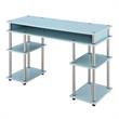 Pemberly Row No Tools Student Desk with Shelves in Seafoam Green Wood Finish