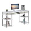 Pemberly Row No-Tools 60-inch Deluxe Student Desk with Shelves in White Wood