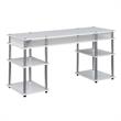 Pemberly Row No-Tools 60-inch Deluxe Student Desk with Shelves in White Wood